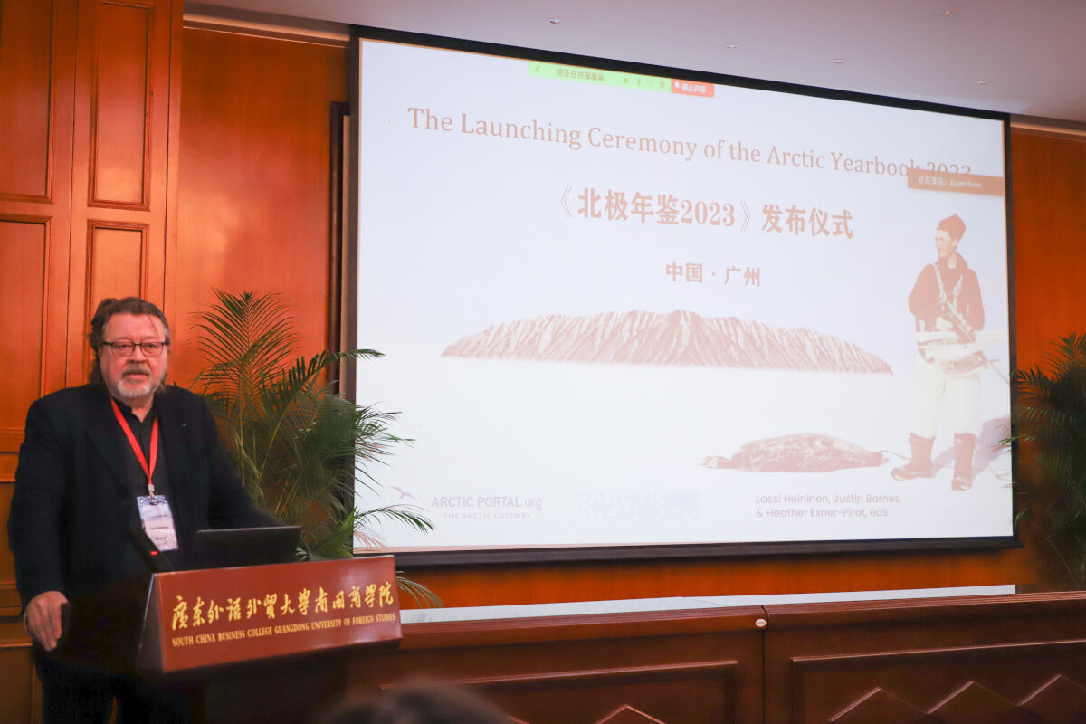 Lassi Heininen presenting Arctic Yearbook